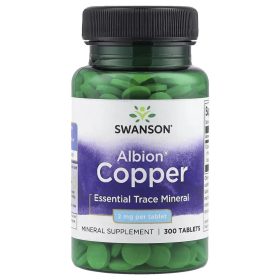 Swanson Albion Copper (Réz-biszglicinát) 2mg 300 tabletta 
