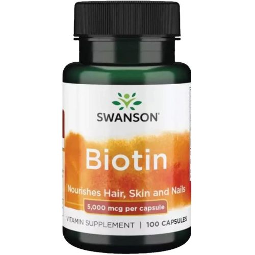 Swanson Biotin 5000mcg (B7-vitamin) 100 kapszula 