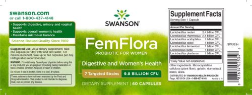 Swanson FemFlora probiotikum nőknek 7 törzs / 9,8 milliárd CFU / 60 kapszula 