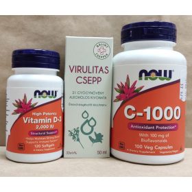   D3 2000 vitamin 120 lágyzselatin + C1000 100kapszula + Virulitás csepp 50ml