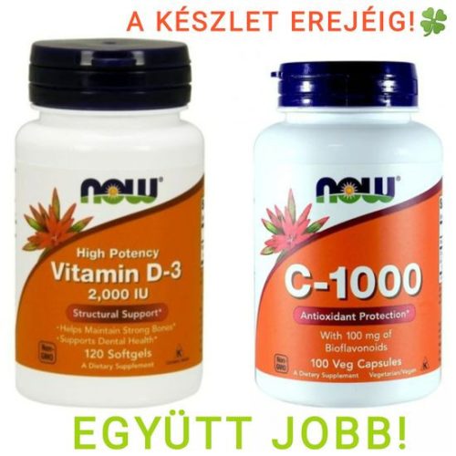 NOW Foods D3 2000 vitamin + C-1000 kapszula Duo pack  