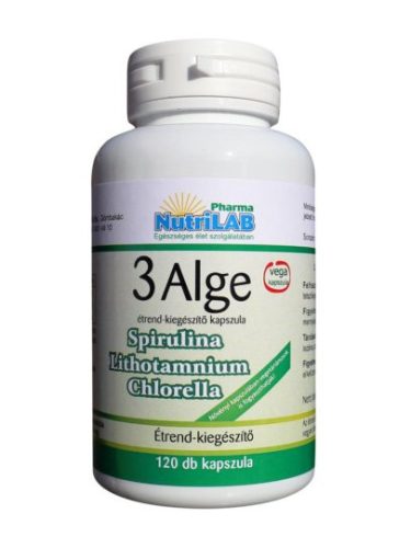 NutriLAB 3 ALGE -Spirulina, Chlorella, Lithotamnium alga por 120 kapszula 
