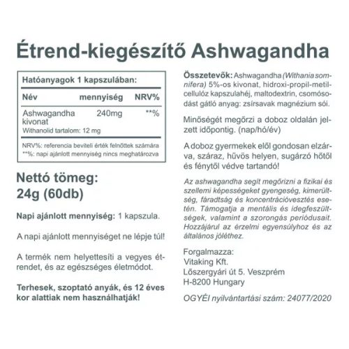 Vitaking Ashwaganda kivonat 240 mg 60 kapszula