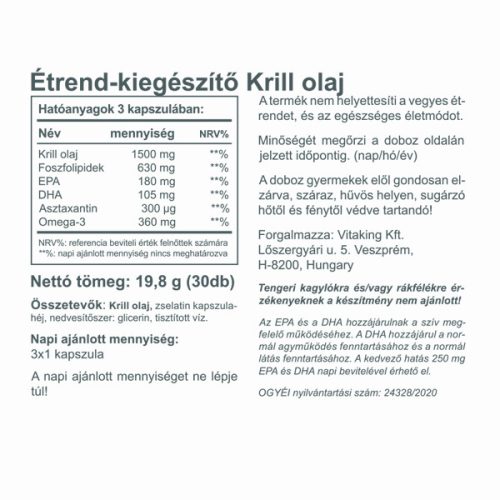 Vitaking VitaKrill olaj 500mg 30 lágyzselatin 