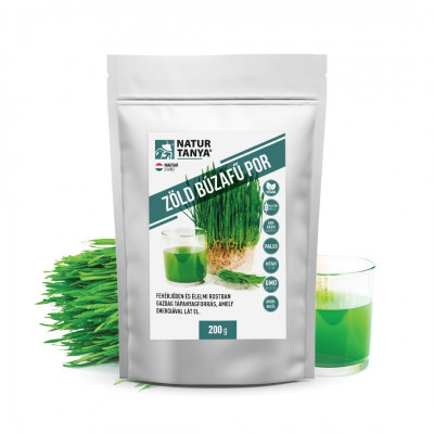 Vegán Prémium Zöld Búzafű italpor 200g. Lúgosító, méregtelenítő, energizáló összetevők. Natur Tanya®