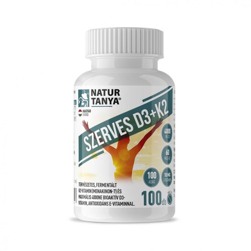 NATUR TANYA Szerves D3 és K2-vitamin 4000NE bioaktív D3-vitamin természetes menakinon-7 és E-vitamin 100 tabletta