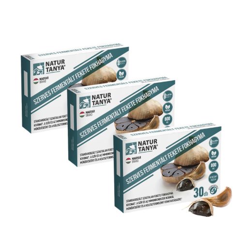 Natur Tanya Fermentált Fekete Fokhagyma 3x1 doboz, 3x800mg szagtalan vegán termék csomagban olcsóbb!