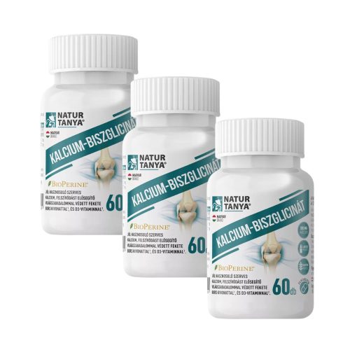 Natur Tanya Kalcium-biszglicinát BioPerine és D3-vitamin 3x1 doboz, 3x 60 tabletta csomagban olcsóbb!