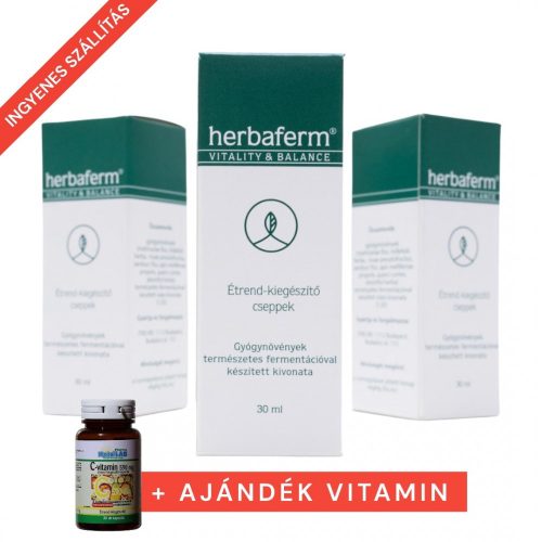 Herbaferm étrend-kiegészítő cseppek 30 ml  (3db-os csomag) +ajándék C vitamin