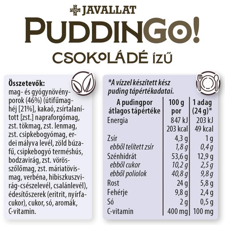PuddinGo!® Csokoládé ízű étrend-kiegészítő pudingpor 360g