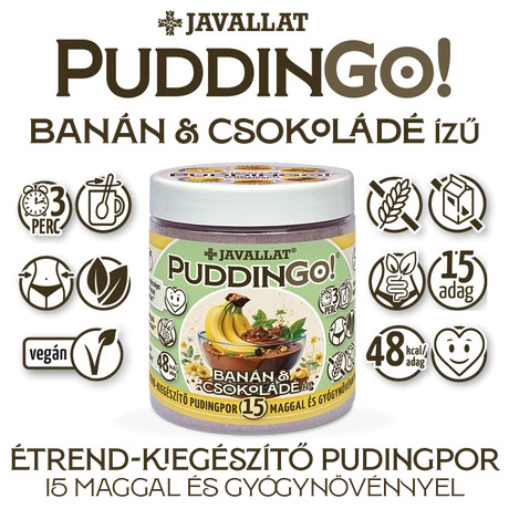 PuddinGo!® Banán és csokoládé ízű étrend-kiegészítő pudingpor