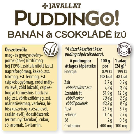 PuddinGo!® Banán és csokoládé ízű étrend-kiegészítő pudingpor