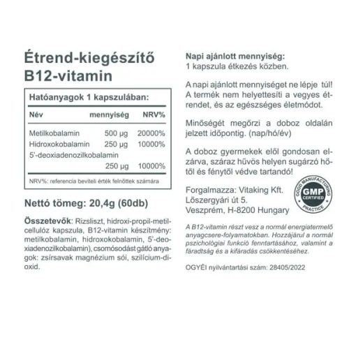 Vitaking B12-vitamin 1000µg 60 kapszula