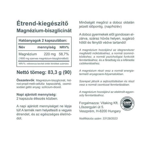 Vitaking Szerves Magnézium Biszglicinát 80 db kapszula
