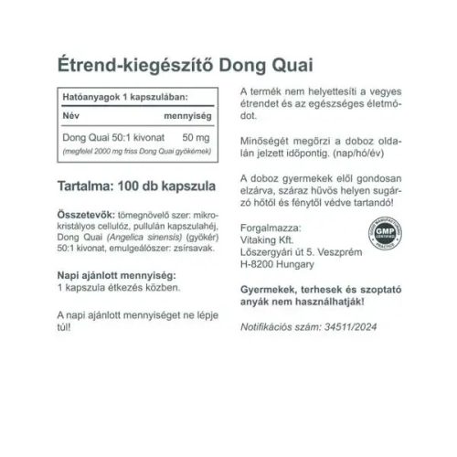 Dong Quai kivonat 100 vegán kapszula Vitaking