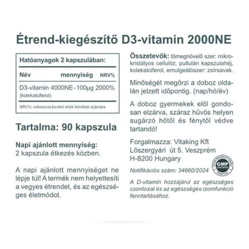 Vitaking D3-vitamin 2000NE 90 kapszula