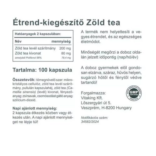 Vitaking Vitaking Zöld Tea polifenolokkal 100 kapszula
