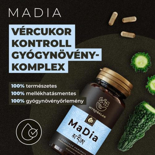 Myrobalan MaDia vércukor kontroll gyógynövény-komplex 60 db vegán kapszula