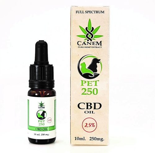 CBD olaj 250mg 2.5% 10ml Állatoknak  (kutyáknak macskáknak)  Canem