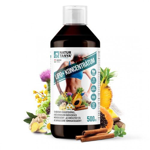 Natur Tanya Lipo+ Lapos has kúra Béltisztító-bélflóra építő gyógynövény koncentrátum, prebiotikus rosttal 500 ml 