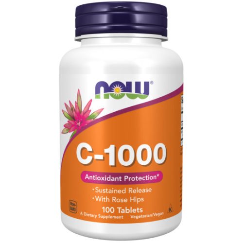 NOW Foods C-vitamin 1000 lassabb felszívódású csipkebogyóval 100 tabletta 