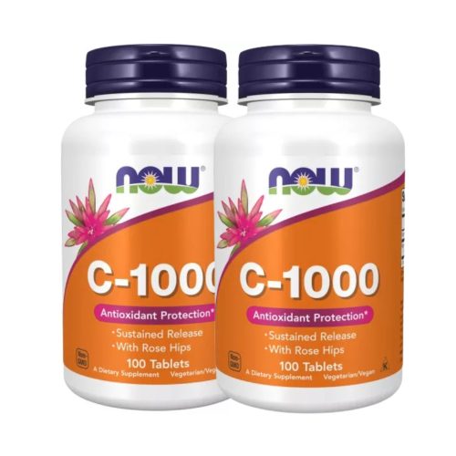 NOW C-vitamin 1000 (lassabb felszívódású) csipkebogyóval  DUO Pack 2x100 tabletta