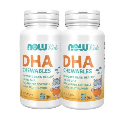 NOW DHA 100 mg Kid's Omega 3 gyerek rágótabletta halolaj  DUO Pack 2x60 db