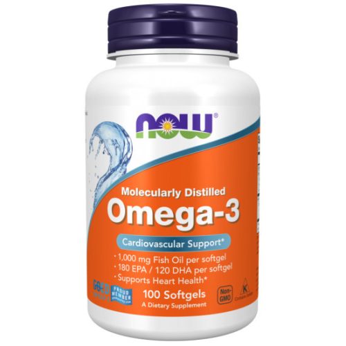 NOW Foods Omega-3 Halolaj Molecularly Distilled 100 lágykapszula 