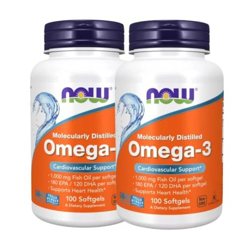 Now Foods Omega-3 Halolaj Molecularly Distilled  DUO Pack 2x100 lágykapszula 