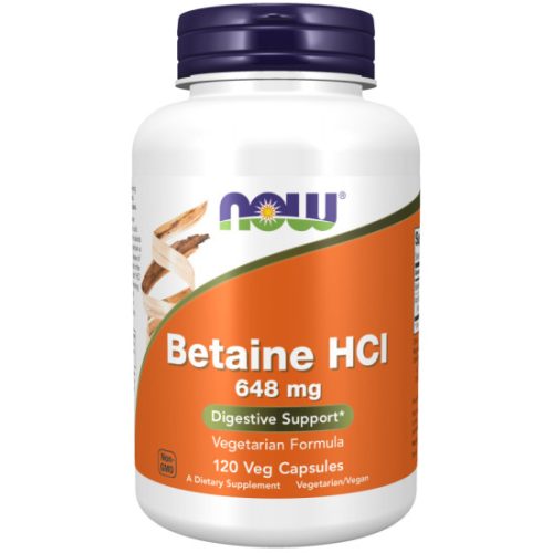 NOW Betaine HCl 648 mg – 120 Veg Capsules
