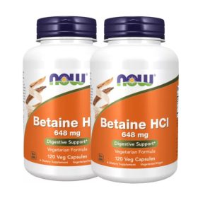   Now Foods Betaine HCl 648 mg 2x1 doboz,  2x120 vegán kapszula csomagban olcsóbb!