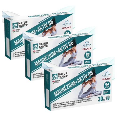 Natur Tanya® Vegán Magnézium + Aktiv B6 csomag TRIO Pack 3x30 kapszula 